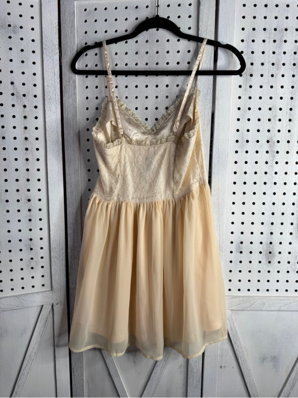 Divided Cream Lace Bodice Chiffon Dress Size 6 Cottagecore Boho Festival - Picture 3 of 12